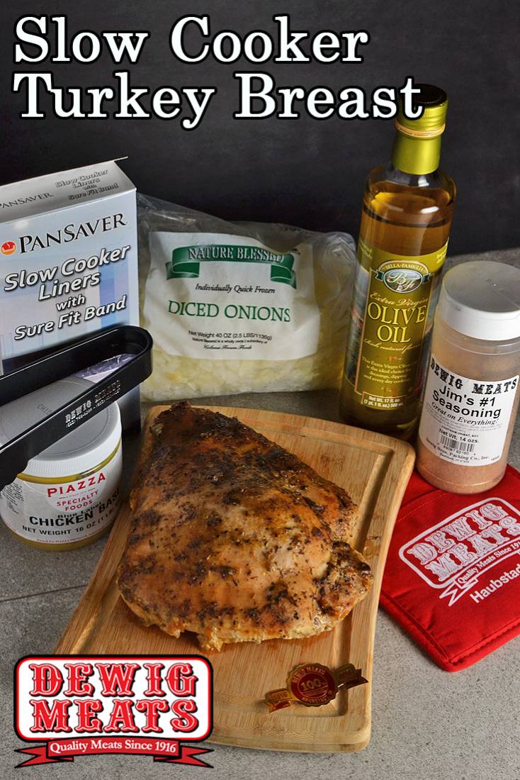 Slow Cooker Turkey Breast from Dewig Meats. We have everything you need to make a turkey dinner, any time of year! Dewig Meats' boneless, skinless turkey breasts cook up perfect in your slow cooker!